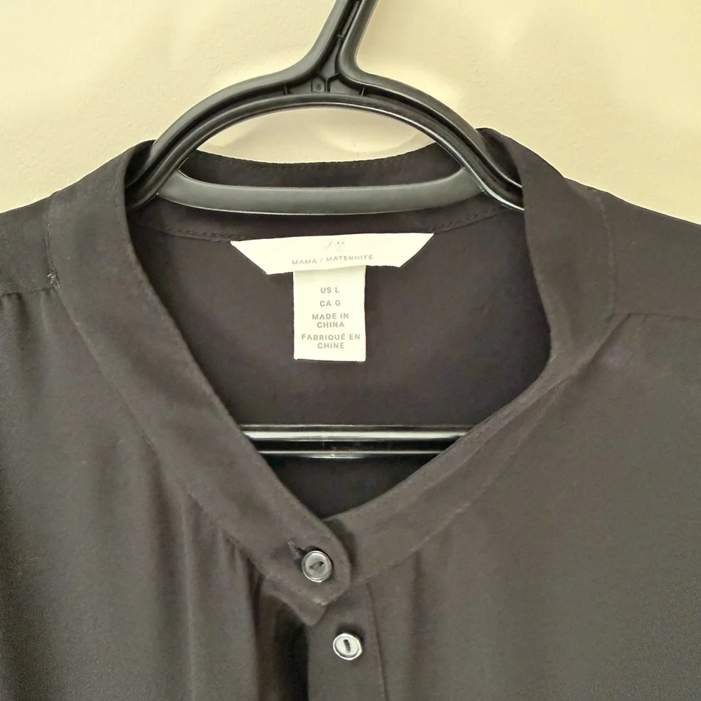 Sheer Black Long Button-Front Shirt Dress - Picture 3 of 4